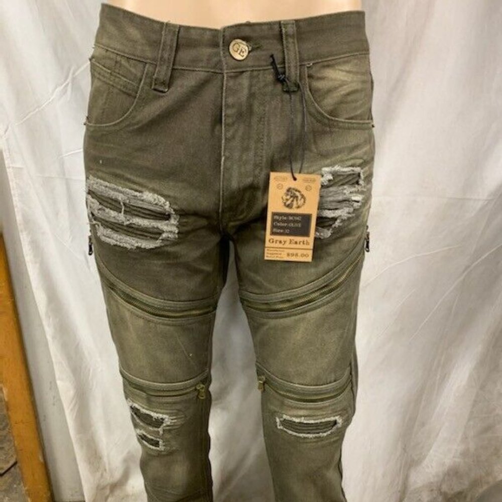 GRAY EARTH MEN'S JEANS ASST SIZES OLIVE BC042